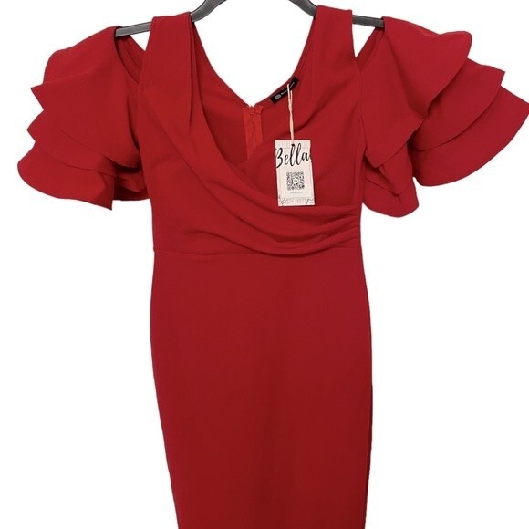 Bella Barnett Flared Sleeve Cut-Off Dress - Picture 2 of 9